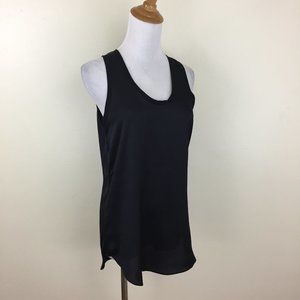 BOBBI ROCCO Black Collar Armhole Trim Rounded Hem Tank Top